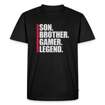 Fils Frère Gamer Légende - T-shirt Premium bio Homme - noir - Devant - Nico (187cm)