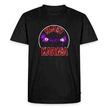 Logo 6 Purple - Men's Premium Organic T-Shirt - black - Front - Nico (187cm)