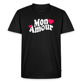 Mon amour, saint valentin, - T-shirt Premium bio Homme - noir - Devant - Nico (187cm)