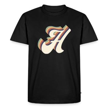 lettre h - T-shirt Premium bio Homme - noir - Devant - Nico (187cm)
