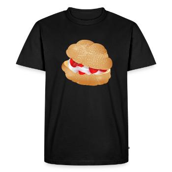 Cream puff stuffed with cream and strawberries - Men's Premium Organic T-Shirt - black - Front - Nico (187cm)
