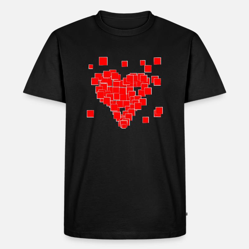 Pixel Herz - Männer Premium Bio T-Shirt - Schwarz