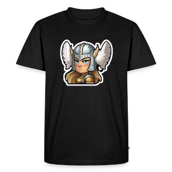 Astrid the bold: Cartoon Valkyrie Astrid - Men's Premium Organic T-Shirt - black - Front - Nico (187cm)