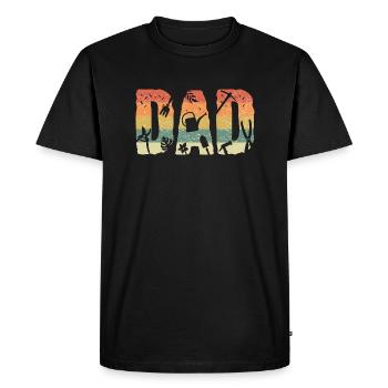 Sunset dad plant design in retro vintage style - Men's Premium Organic T-Shirt - black - Front - Nico (187cm)