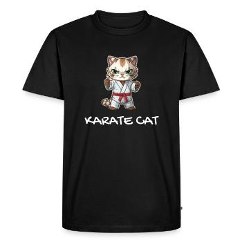 Karate Cat - Men's Premium Organic T-Shirt - black - Front - Nico (187cm)