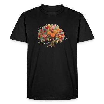 Bonsaï d'arbre coloré avec des feuilles - T-shirt Premium bio Homme - noir - Devant - Nico (187cm)