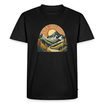 Montagnes ensoleillées - T-shirt Premium bio Homme - noir - Devant - Nico (187cm)