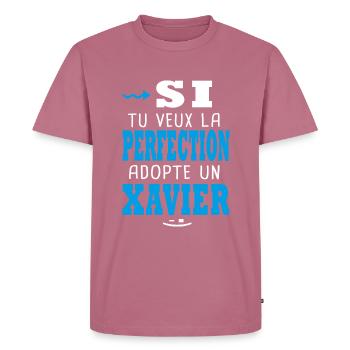 Xavier Si tu veux la perfection adopte un xavier. - T-shirt Premium bio Homme - mauve - Devant - Nico (187cm)