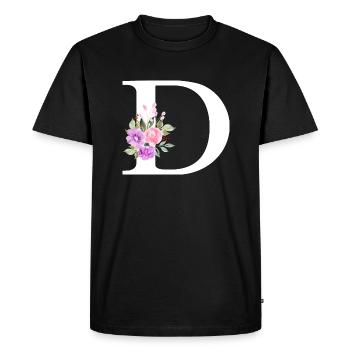 Purple Floral Letter D - Men's Premium Organic T-Shirt - black - Front - Nico (187cm)