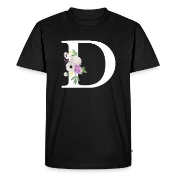 Purple Floral Letter D - Men's Premium Organic T-Shirt - black - Front - Nico (187cm)