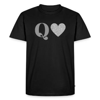 Silver Heart Q Letter - Men's Premium Organic T-Shirt - black - Front - Nico (187cm)