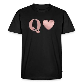 Lettre q cœur rose gold - T-shirt Premium bio Homme - noir - Devant - Nico (187cm)