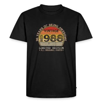 Né en 1988 - Vintage 1988 Anniversaire Rétro - T-shirt Premium bio Homme - noir - Devant - Nico (187cm)