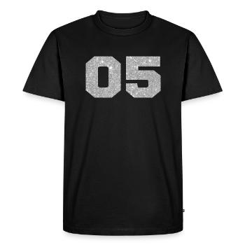Numéro 5 paillettes argenté - 5e anniversaire - T-shirt Premium bio Homme - noir - Devant - Nico (187cm)