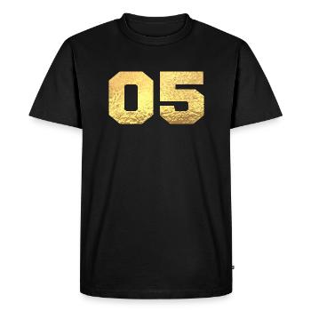 Numéro 5 paillettes doré - 5e anniversaire - T-shirt Premium bio Homme - noir - Devant - Nico (187cm)