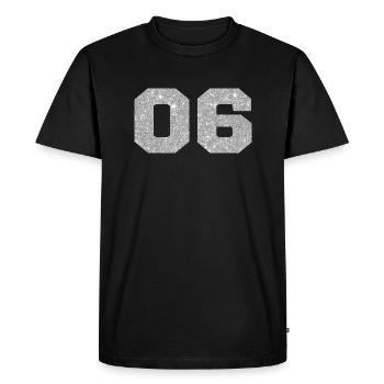 Number 6 Silver Glitter - 6th Anniversary - Men's Premium Organic T-Shirt - black - Front - Nico (187cm)