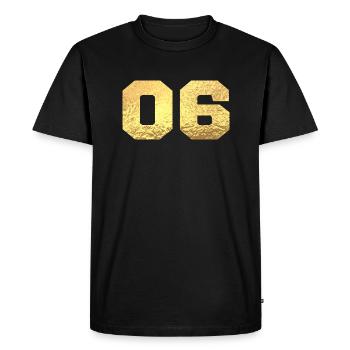 Number 6 Gold Glitter - 6th Anniversary - Men's Premium Organic T-Shirt - black - Front - Nico (187cm)