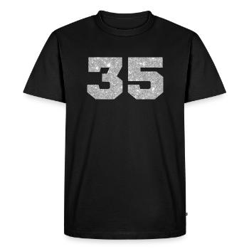 Numéro 35 paillettes argenté - 35e anniversaire - T-shirt Premium bio Homme - noir - Devant - Nico (187cm)