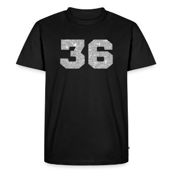 Numéro 36 paillettes argenté - 36e anniversaire - T-shirt Premium bio Homme - noir - Devant - Nico (187cm)