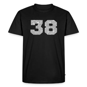 Number 38 Silver Glitter - 38th Anniversary - Men's Premium Organic T-Shirt - black - Front - Nico (187cm)