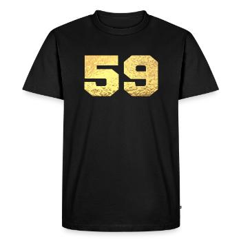 Numéro 59 paillettes doré - 59e anniversaire - T-shirt Premium bio Homme - noir - Devant - Nico (187cm)