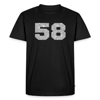Number 58 Silver Glitter - 58th Anniversary - Men's Premium Organic T-Shirt - black - Front - Nico (187cm)