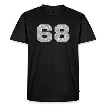 Numéro 68 paillettes argenté - 68e anniversaire - T-shirt Premium bio Homme - noir - Devant - Nico (187cm)