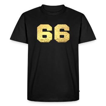 Number 66 Gold Glitter - 66th Anniversary - Men's Premium Organic T-Shirt - black - Front - Nico (187cm)