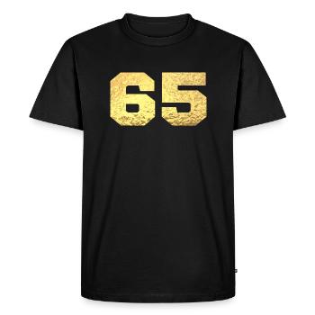 Numéro 65 paillettes doré - 65e anniversaire - T-shirt Premium bio Homme - noir - Devant - Nico (187cm)