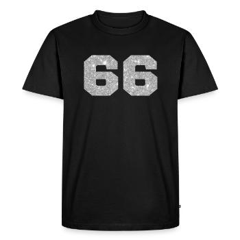 Number 66 Silver Glitter - 66th Anniversary - Men's Premium Organic T-Shirt - black - Front - Nico (187cm)