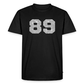 Number 89 Silver Glitter - 89th Anniversary - Men's Premium Organic T-Shirt - black - Front - Nico (187cm)