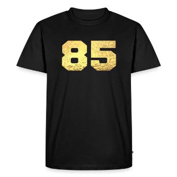 Number 85 Gold Glitter - 85th Anniversary - Men's Premium Organic T-Shirt - black - Front - Nico (187cm)