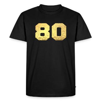 Numéro 80 paillettes doré - 80e anniversaire - T-shirt Premium bio Homme - noir - Devant - Nico (187cm)
