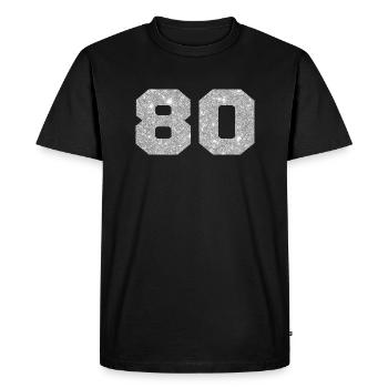 Numéro 80 paillettes argenté - 80e anniversaire - T-shirt Premium bio Homme - noir - Devant - Nico (187cm)