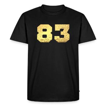 Numéro 83 paillettes doré - 83e anniversaire - T-shirt Premium bio Homme - noir - Devant - Nico (187cm)