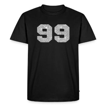 Number 99 Silver Glitter - 99th Anniversary - Men's Premium Organic T-Shirt - black - Front - Nico (187cm)