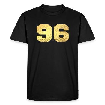 Numéro 96 paillettes doré - 96e anniversaire - T-shirt Premium bio Homme - noir - Devant - Nico (187cm)