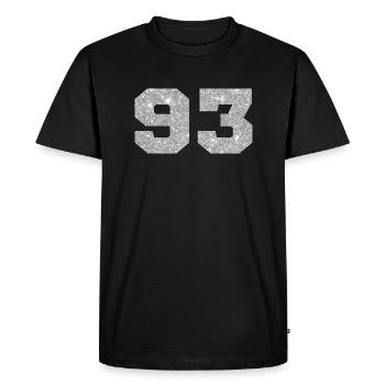 Numéro 93 paillettes argenté - 93e anniversaire - T-shirt Premium bio Homme - noir - Devant - Nico (187cm)