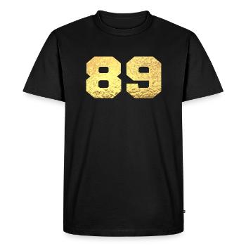 Number 89 Gold Glitter - 89th Anniversary - Men's Premium Organic T-Shirt - black - Front - Nico (187cm)