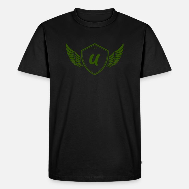 wappen u - Männer Premium Bio T-Shirt - Schwarz