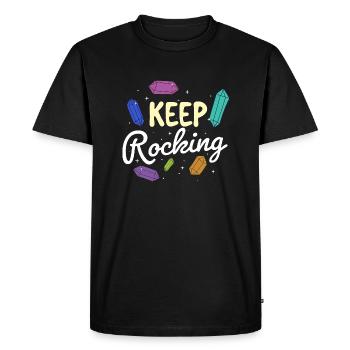 Keep Rocking - Geode Hunter Geologie Gesteinsjagd - Männer Premium Bio T-Shirt - Schwarz - Vorne - Nico (187cm)