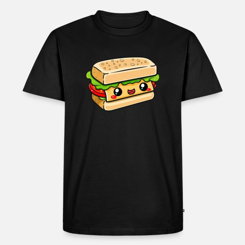 Sandwich mit Gesicht - Männer Premium Bio T-Shirt - Schwarz