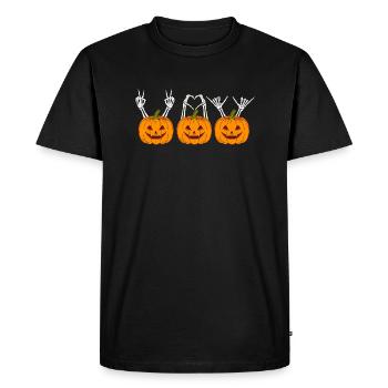 Three Jolly Halloween Pumpkins - Men's Premium Organic T-Shirt - black - Front - Nico (187cm)