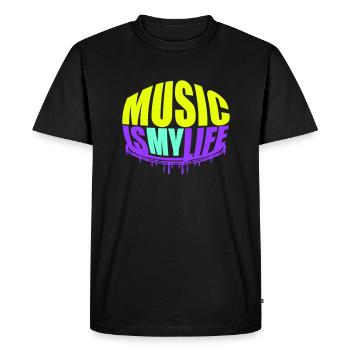 Music is my Life Music Life Love Saying Graffiti - Men's Premium Organic T-Shirt - black - Front - Nico (187cm)