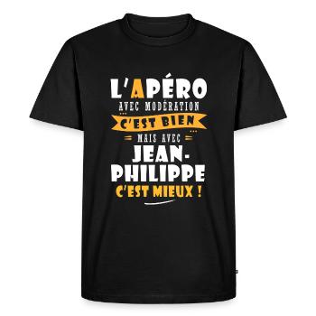Jean-Philippe Cadeau Humour jean philippe - T-shirt Premium bio Homme - noir - Devant - Nico (187cm)