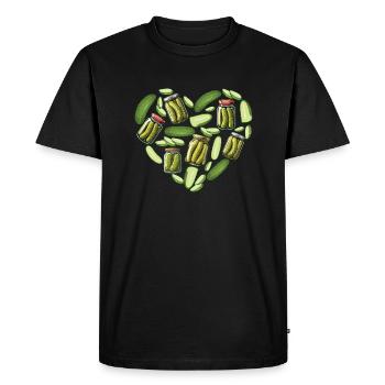 Pickle Heart - Dill Pickle Lover Cucumber - Men's Premium Organic T-Shirt - black - Front - Nico (187cm)