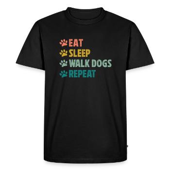 dog-walking gifts eat sleep walk dogs repeat - Men's Premium Organic T-Shirt - black - Front - Nico (187cm)