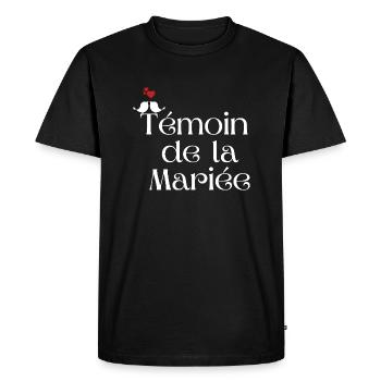 Témoin de la mariée - T-shirt Premium bio Homme - noir - Devant - Nico (187cm)