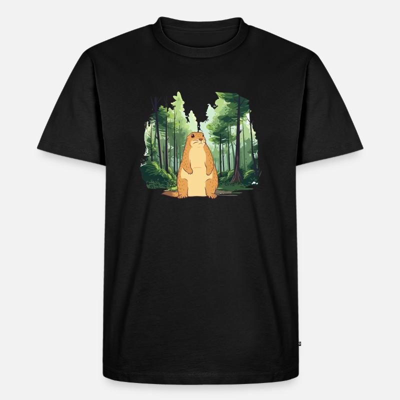 Starke Murmeltier-Naturlandschaft - Männer Premium Bio T-Shirt - Schwarz