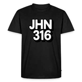 JHN 316 Message chrétien - T-shirt Premium bio Homme - noir - Devant - Nico (187cm)